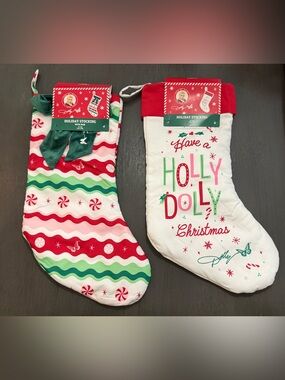 Dolly Parton Holiday Christmas Stockings - Red, White & Green Set New